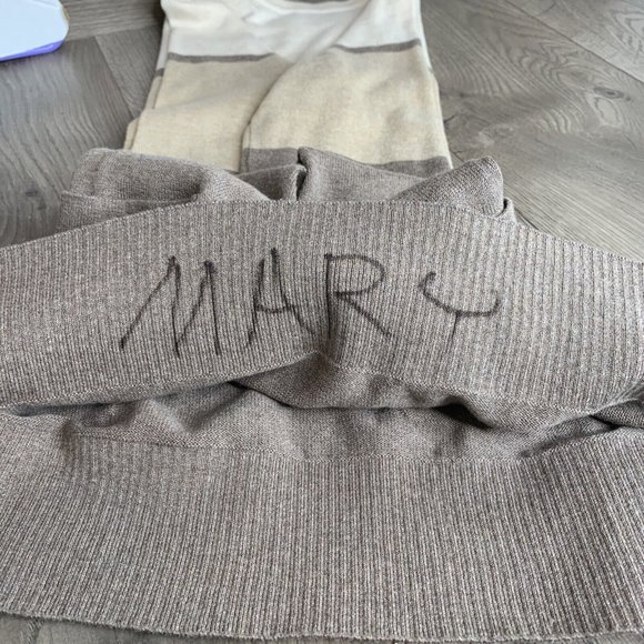 Eight Eight Eight Tunic Sweater Womans M Tan Brown Stripe Front Pockets LS - Picture 9 of 9